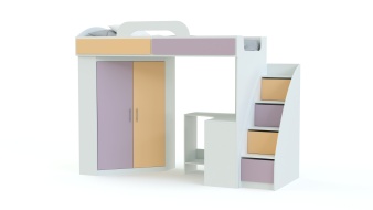 Кровать-чердак со шкафом и столом Фимо 2